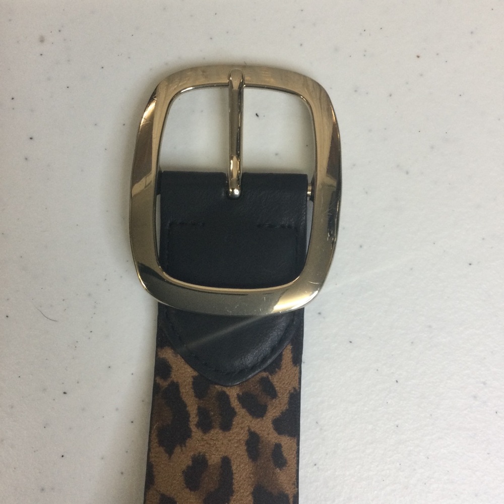Chaps Leopard Print Belt with Gold Buckle - L - Picture 2 of 6